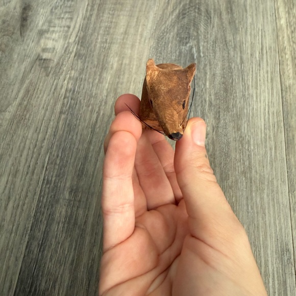Vintage Brown Wooden Mouse Sculpture - Picture 3 of 16